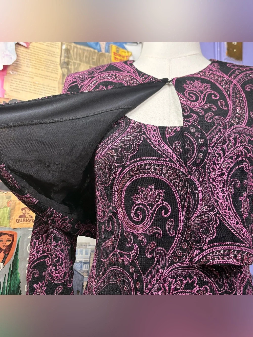 Vintage Pink Paisley Glitter Top Set - Picture 4 of 8